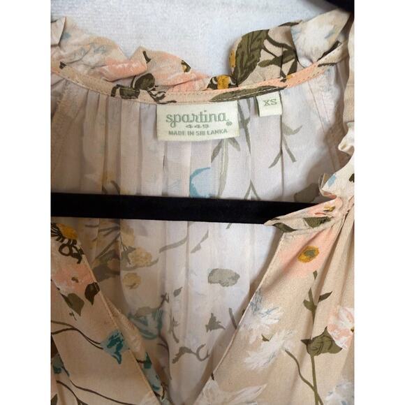 Spartina 449 Size XS Floral Maxi Dress Ruffled Collar Chic Preppy Classy - Picture 5 of 6